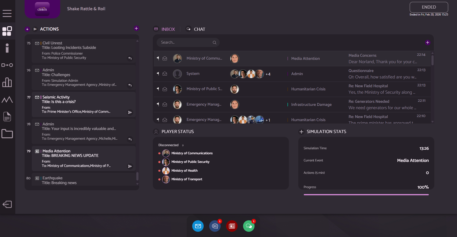 cinten live simulation dashboard